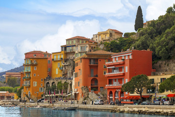 view of luxury Villefranche Sur Mer resort and bay. Cote d'Azur