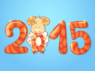 Winter chinese new year card with cartoon sheep © Yuzach