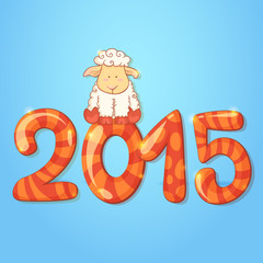Winter chinese new year card with cartoon sheep