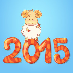 Winter chinese new year card with cartoon sheep © Yuzach