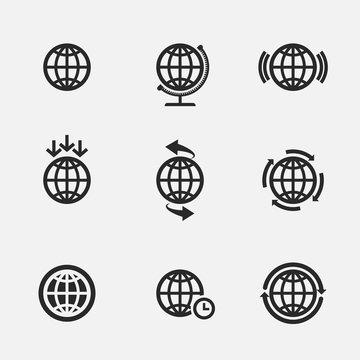 Set Of Globe Icons