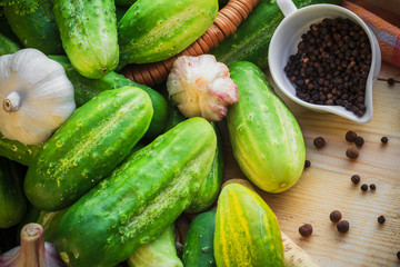 ingredients preparation pickled cucumbers