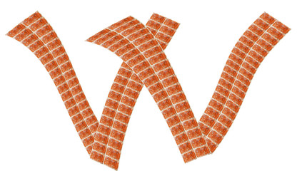 Alphabet made of red brick, Letter W