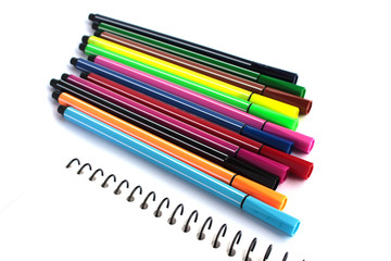 Colorful pen on white background