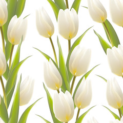 Fototapeta na wymiar Tulip spring flowers seamless pattern.
