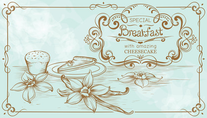 Drawing Vintage Banner on Bakery and Frames for Cafe