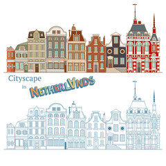 Naklejka premium Design of Cityscape in Netherlands and Dutch Architecture