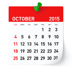October 2015 - Calendar - obrazy, fototapety, plakaty