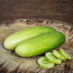 cucumber fruit on wood table