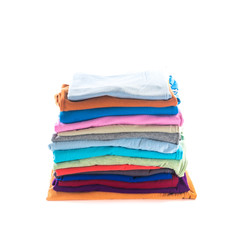 stack of folded cotton clothes