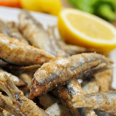 spanish boquerones fritos, fried anchovies typical in Spain