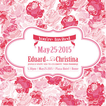 Wedding Invitation Card - with Floral Background - Save the Date