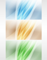 Set of three gradient waves striking movement background