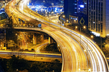 Fototapeta na wymiar traffic highway in Hong Kong at night