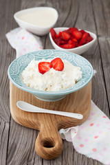 Dieting cottage cheese with fresh strawberries