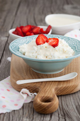 Dieting cottage cheese with fresh strawberries