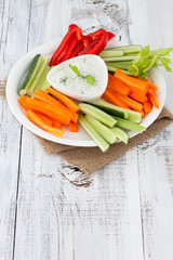 Fresh vegetables with yogurt dip