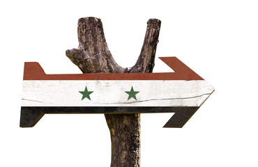 Syria wooden sign isolated on white background