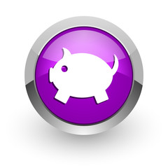 piggy bank pink glossy web icon