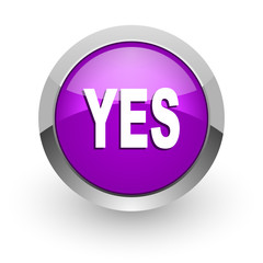 yes pink glossy web icon