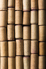 Closeup pattern background of many different wine corks.