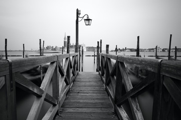 Black and white photo of Venice seafront