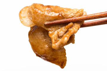 豚肉の生姜焼き 白背景