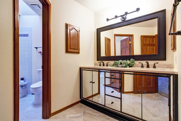 Luxury bathroom vanity cabinet in mirror trim