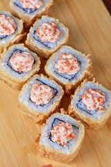 cream cheese and tobico sushi roll