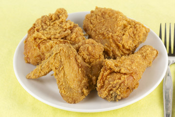 fried chicken on a white plate