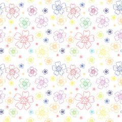 Seamless pattern with outlines of flowers