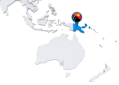 Papua new guinea on a map of Oceania - Powered by Adobe
