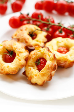 cakes with cherry tomatoes