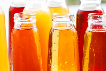 different bottles of juice