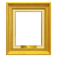 Antique gold frame isolated on the white background