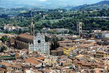 Panorama of Florence with famous Basilica di Santa Croce, Toscan