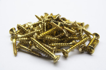 Yellow Brass Screws With a Philips Crosshead