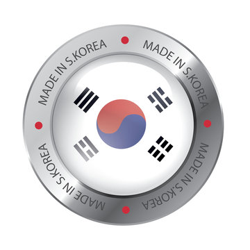 Made in S.Korea, south Korean Flag (Vector Art)