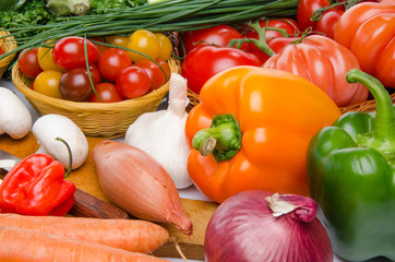 Composition with different fresh vegetables