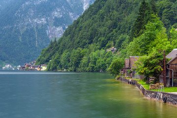  Hallstatter Lake in Alps mountains, Austria