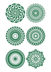 A set of green fine circle patterns