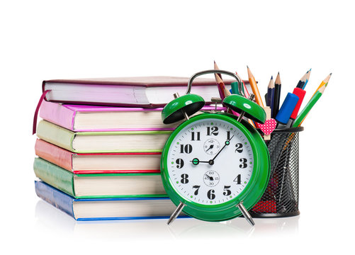 Clock and books