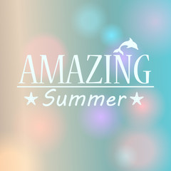Colorful blurred hipster summer background with text