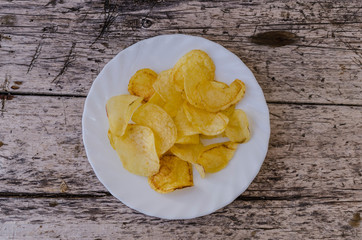 Plate with potato chips