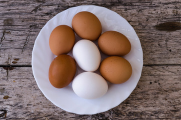 White and brown eggs