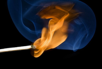 Match flame and smoke