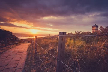 Behangcirkel Sunset and Stormclouds at the dutch coast , Netherlands © fotografiecor