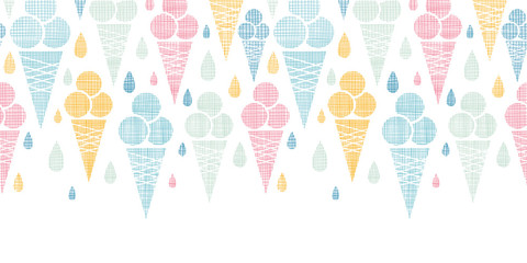 Ice cream cones textile colorful horizontal seamless pattern
