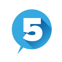 Number five icon - flat style