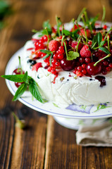 Cheesecake with berries. selective Focus